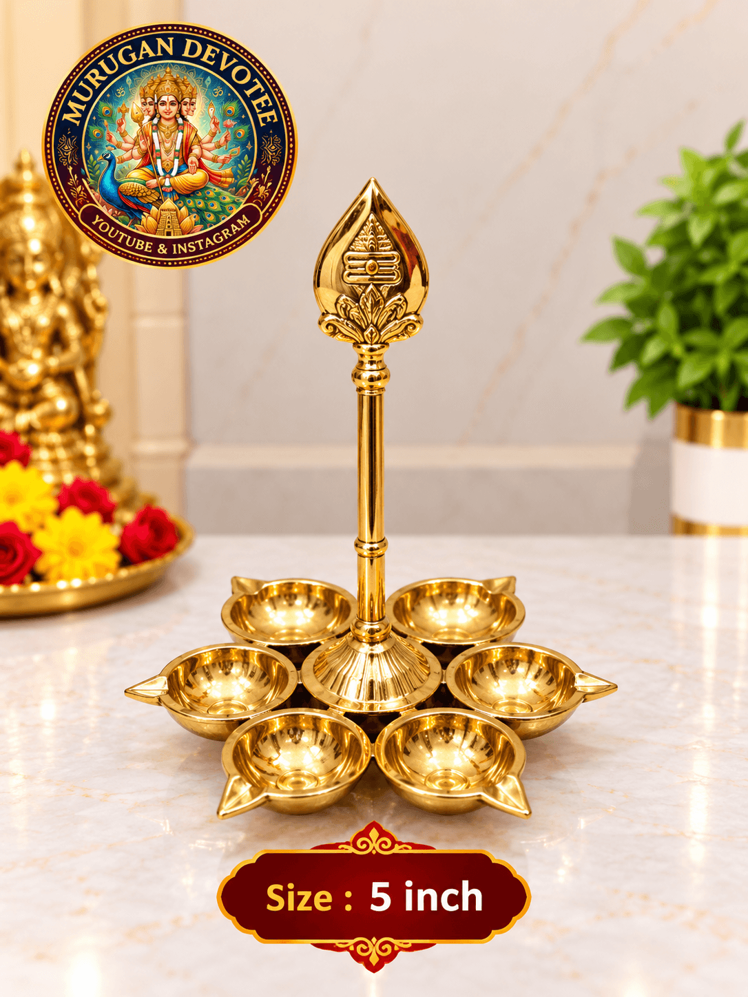 Arumugam Vel Vallakku – 5 Inch in brass for pooja