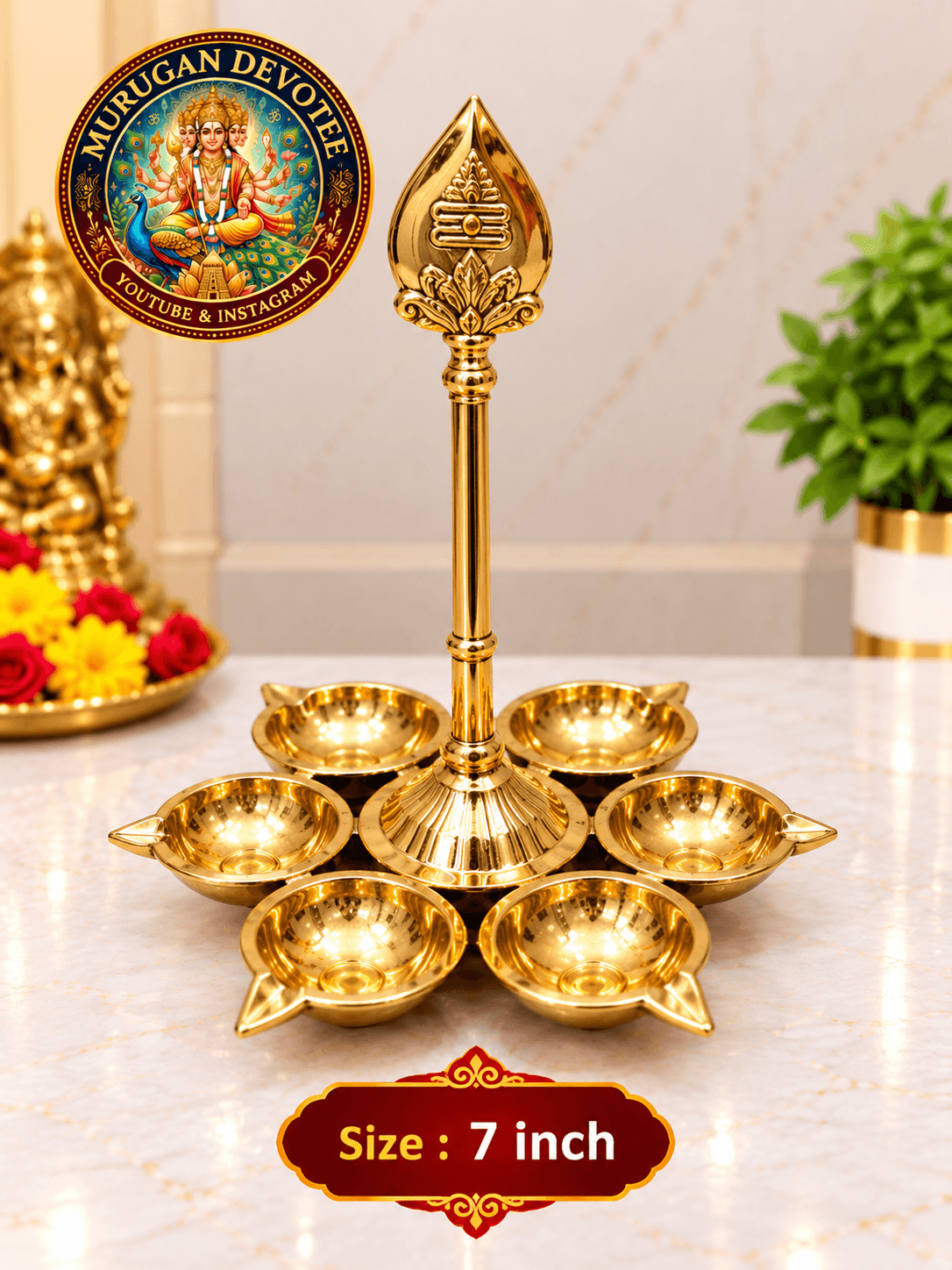 Arumugam Vel Vallakku – 7 Inch in brass for pooja