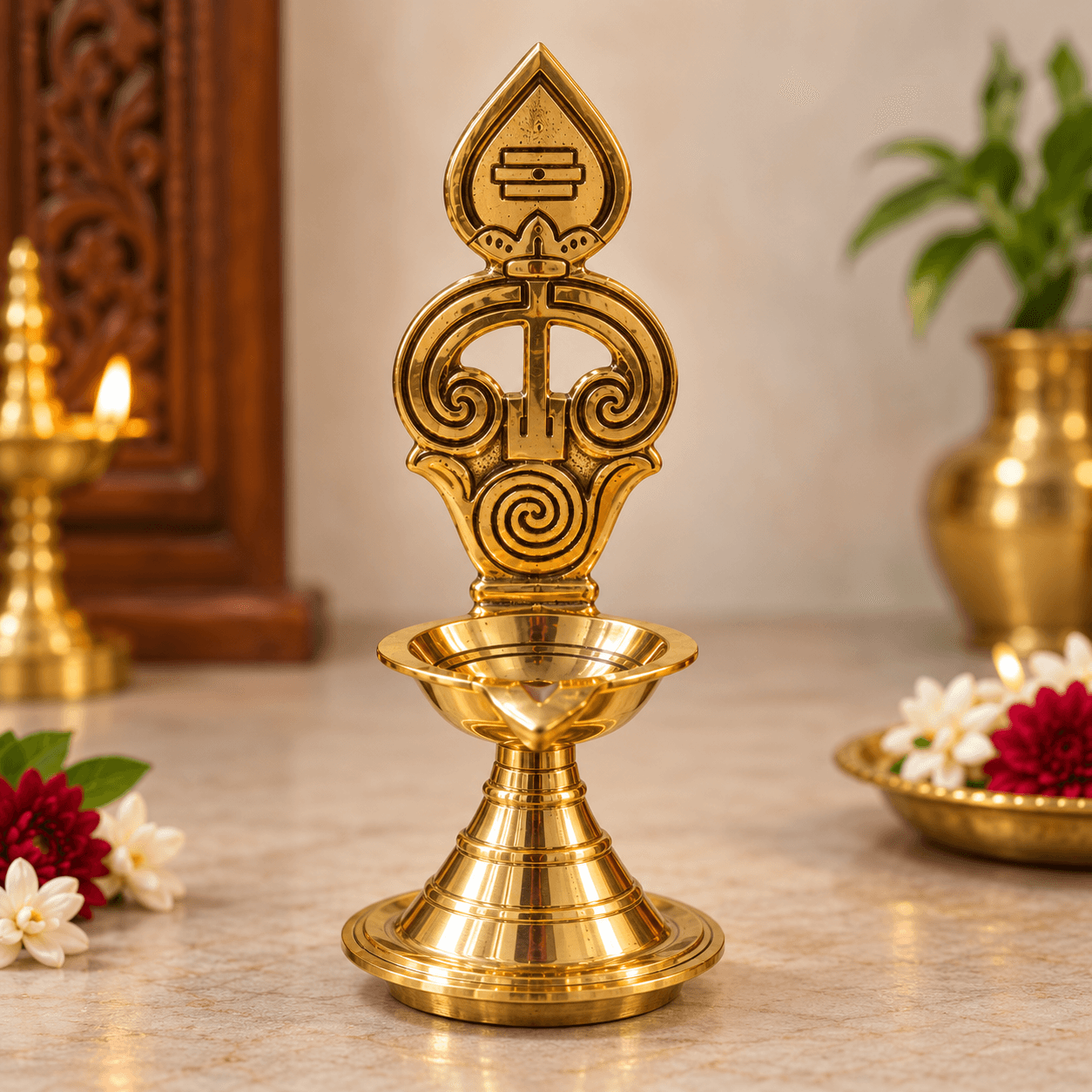 Brass Om Vilakku 5.5 inch for pooja
